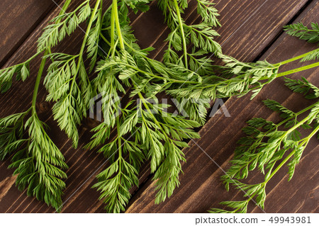 Fresh orange carrot on brown wood Fresh orange carrot on brown wood 49943981
