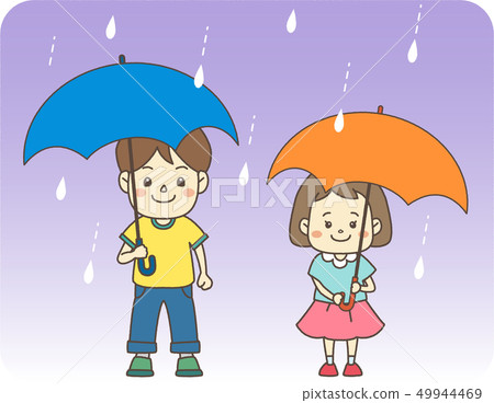 Older brother and sister pretend to rain outline 49944469
