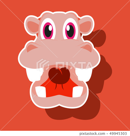 realistic paper sticker on theme funny animal hippo realistic paper sticker on theme funny animal hippo 49945303