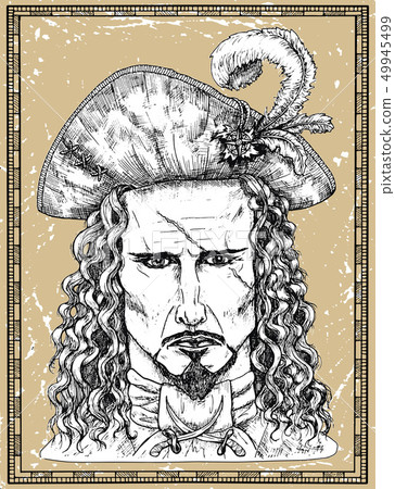 Portrait of scary pirate captain with scar Portrait of scary pirate captain with scar 49945499