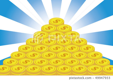 Money making, treasure, lottery, winning, gold coin, financial business image, currency, radiation, concentration line, dollar, united states, foreign exchange transaction, 49947933