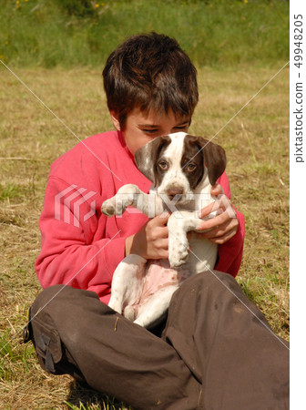 child and puppy child and puppy 49948205