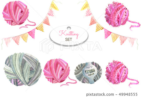 Yarn balls and boho flags. 49948555