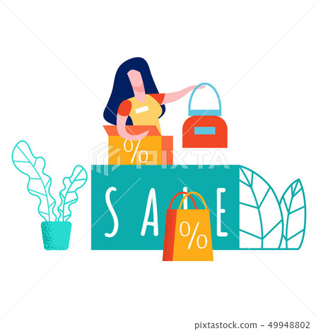 Seller at Cashier Desk Color Vector Illustration Seller at Cashier Desk Color Vector Illustration 49948802