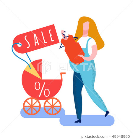 Pregnant Woman Choosing Pram Vector Illustration Pregnant Woman Choosing Pram Vector Illustration 49948960