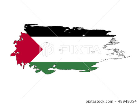 Grunge brush stroke with Palestine national flag. Grunge brush stroke with Palestine national flag. 49949354