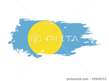 Grunge brush stroke with Palau national flag. Grunge brush stroke with Palau national flag. 49949355