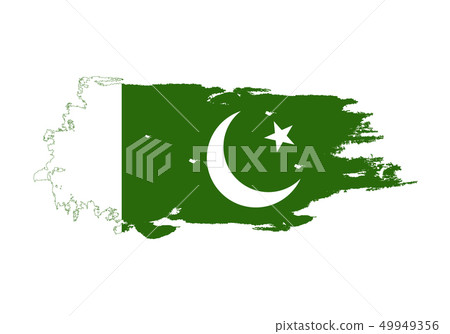 Grunge brush stroke with Pakistan national flag. Grunge brush stroke with Pakistan national flag. 49949356