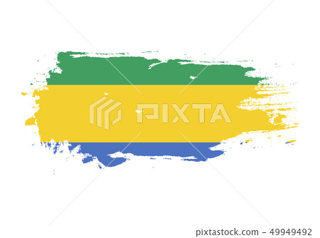 Grunge brush stroke with Gabon national flag. 49949492