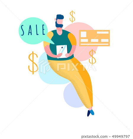 Online Shopping Sales Flat Vector Illustration 49949797