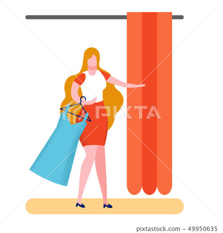 Buyer in Fitting Room Flat Vector Illustration 49950635
