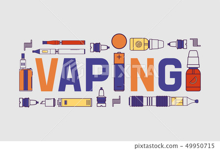 Vapor vector banner vaping device and modern vaporizer e-cig illustration backdrop of graphic vapes Vapor vector banner vaping device and modern vaporizer e-cig illustration backdrop of graphic vapes 49950715