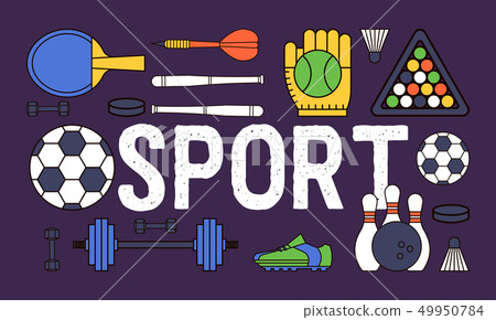 Sport pattern vector sportive baseball basketball soccer game illustration background set of rugby Sport pattern vector sportive baseball basketball soccer game illustration background set of rugby 49950784