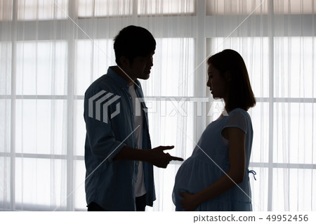 pregnant couple quarreling 49952456