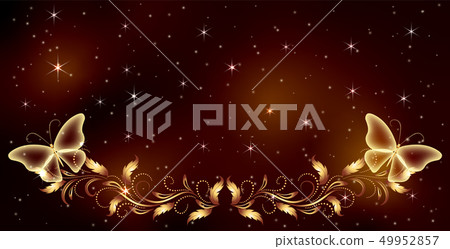 Stellar space background with magical butterflies 49952857