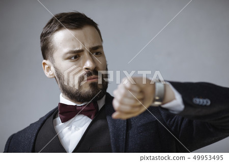 Worried Man with Watch. 49953495