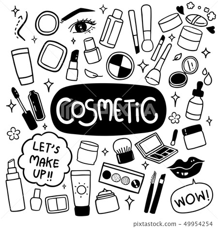 Cosmetic hand drawn doodles vector 49954254