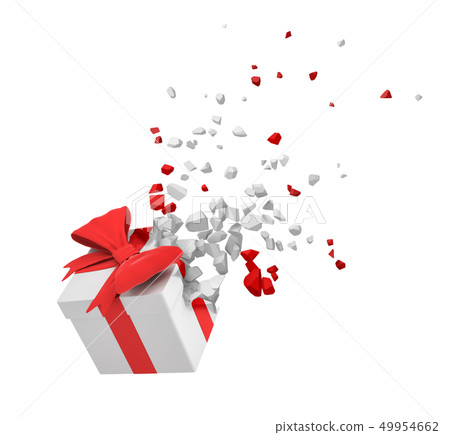 3d rendering of white gift box tied with red... - Stock Illustration ...