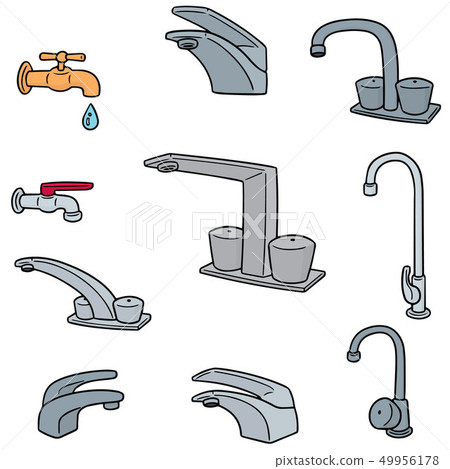 vector set of faucet 49956178