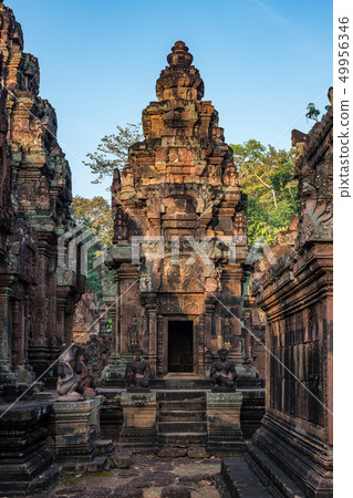 Banteay Srei is a Hindu temple dedicated to Shiva in Angkor, Cambodia Banteay Srei is a Hindu temple dedicated to Shiva in Angkor, Cambodia 49956346