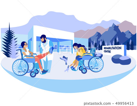 Flat Rehabilitation Center Vector Illustration. 49956413