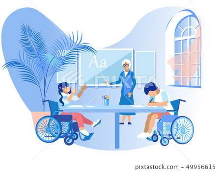 Training for Autistic Children Cartoon Vector. 49956615