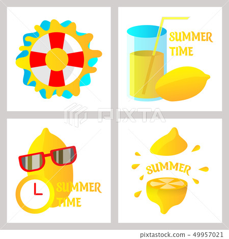 Summer time vector banner design with white circle for text and colorful watermelon with fresh juce 49957021