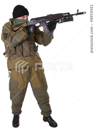 pro-Russian militiaman with kalashnikov ak-47 pro-Russian militiaman with kalashnikov ak-47 49958491