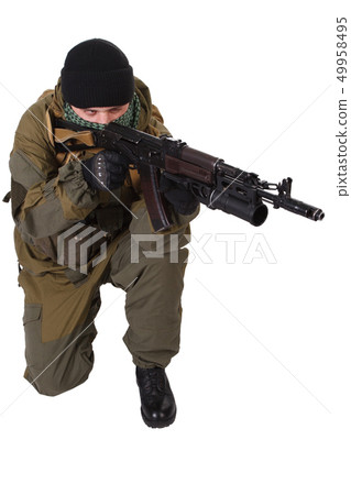 pro-Russian militiaman with kalashnikov ak-47 pro-Russian militiaman with kalashnikov ak-47 49958495