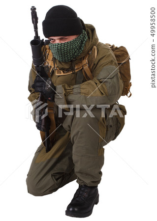 pro-Russian militiaman with kalashnikov ak-47 pro-Russian militiaman with kalashnikov ak-47 49958500