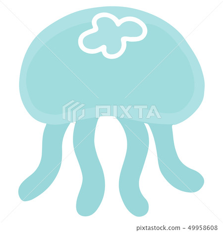 Simple And Cute Light Blue Jellyfish Stock Illustration