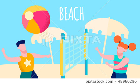 Beach Outdoor Activities, Sports Flat Illustration Beach Outdoor Activities, Sports Flat Illustration 49960280