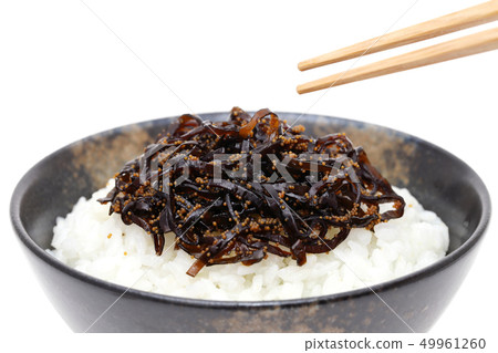 Cooked boiled rice with seaweed 49961260