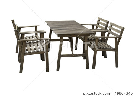 Isolated Wooden table and Chair set  49964340