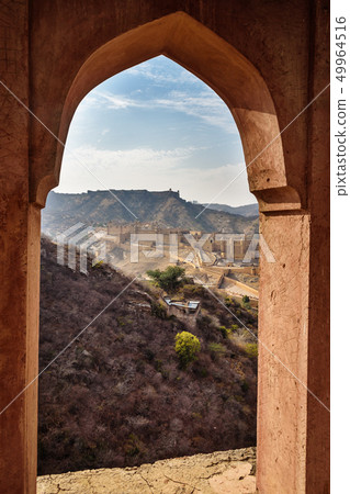 View of Amber fort and palace. Jaipur. Rajasthan. View of Amber fort and palace. Jaipur. Rajasthan. 49964516