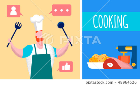 Cooking Internet Blog, Vlog Vector Illustration Cooking Internet Blog, Vlog Vector Illustration 49964526