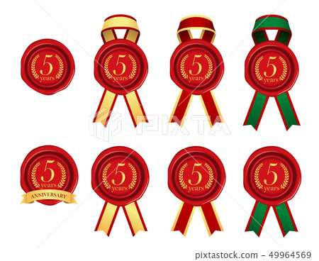 Sealing Wax, Sealing Wax & Ribbon Illustration Set/5th Anniversary (Anniversary/Anniversary) 49964569