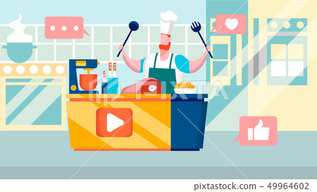 Culinary Internet Channel Flat Vector Illustration Culinary Internet Channel Flat Vector Illustration 49964602