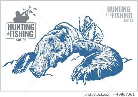 Hunter and bear - vintage illustration 49967361
