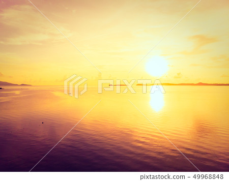 Aerial view of beautiful tropical beach and sea with palm and other tree in koh samui island 49968848