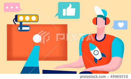 Cyber Sportsman, Gamer Flat Vector Illustration Cyber Sportsman, Gamer Flat Vector Illustration 49969558