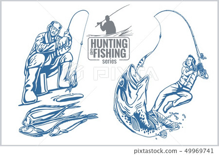 Hunting and fishing vintage emblem Hunting and fishing vintage emblem 49969741