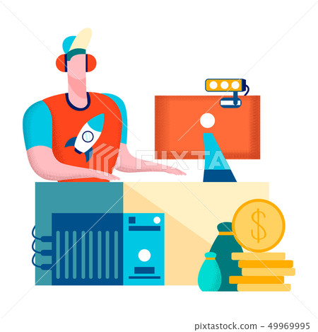 Gamer, Videogame Streamer Flat Vector Illustration Gamer, Videogame Streamer Flat Vector Illustration 49969995