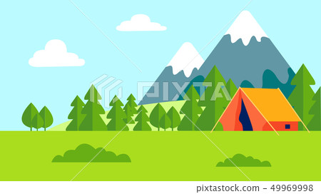 Camping Outdoor Recreation Flat Color Illustration Camping Outdoor Recreation Flat Color Illustration 49969998