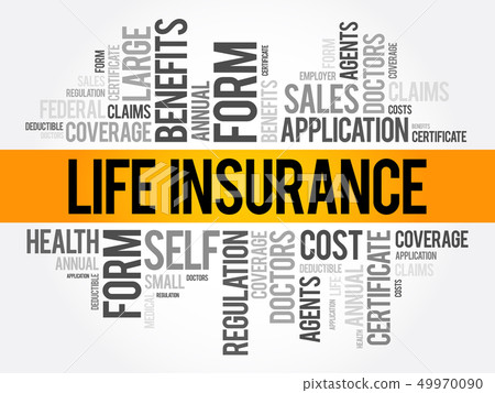 LIFE Insurance word cloud collage 49970090