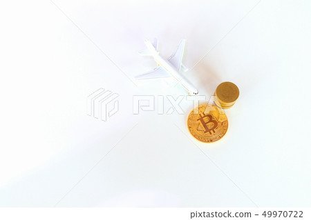 bitcoin coins and  and model of passenger plane  49970722