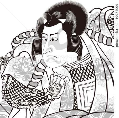 Ukiyoe Kabuki actor part 37 black and white Ukiyoe Kabuki actor part 37 black and white 49971009