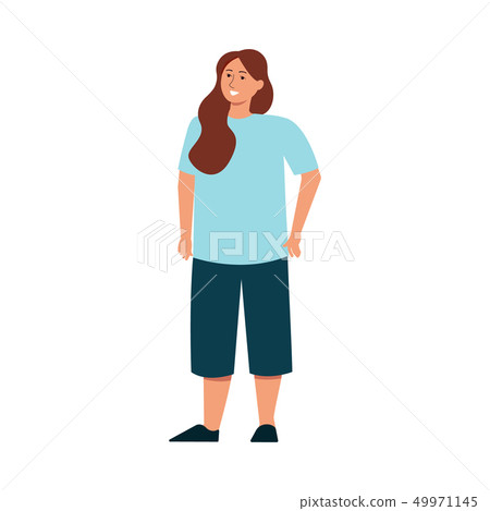 Body positive plus size woman flat vector icon isolated on white background. Body positive plus size woman flat vector icon isolated on white background. 49971145