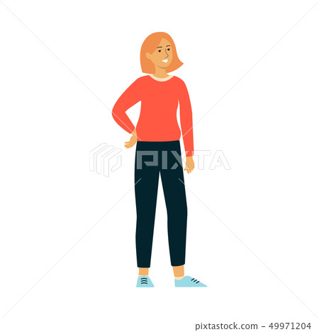 Full length confident woman standing vector isolated on the white background. 49971204
