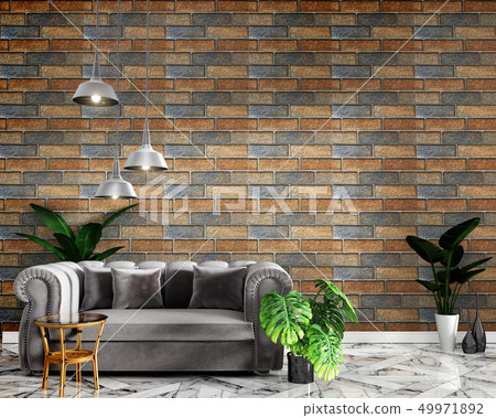 living room interior with tile classic texture wal 49971892